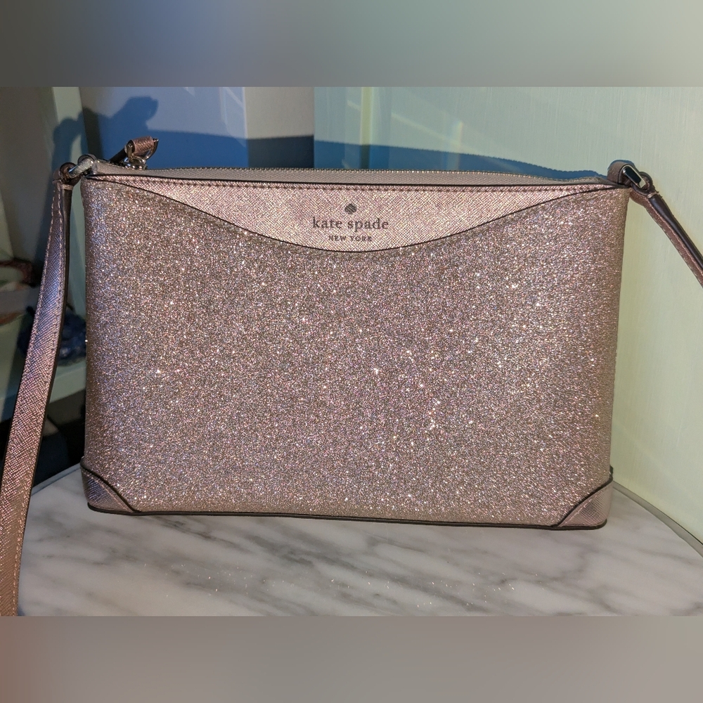 Kate Spade Shimmy Crossbody in Rose Gold -New